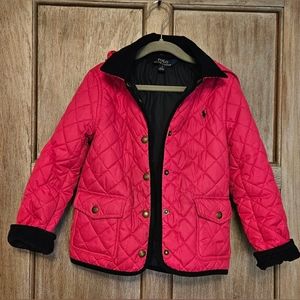 Ralph Lauren Girl's Pink/Navy Quilted Toddler Jacket